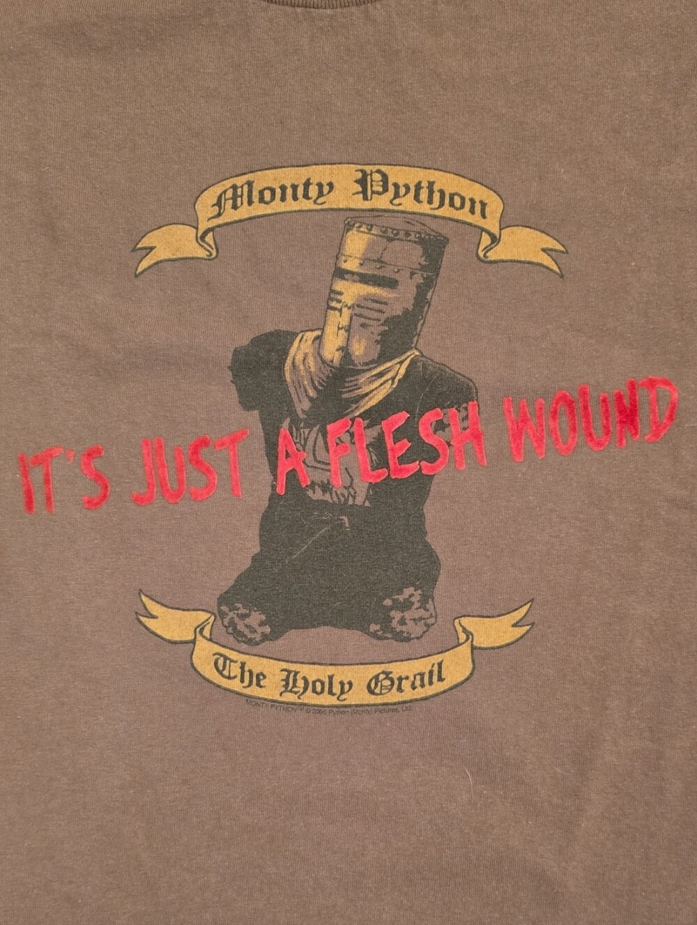 Vintage Y2K Collectible Monty Python 100% Cotton Brown Short-Sleeve Graphic Tee